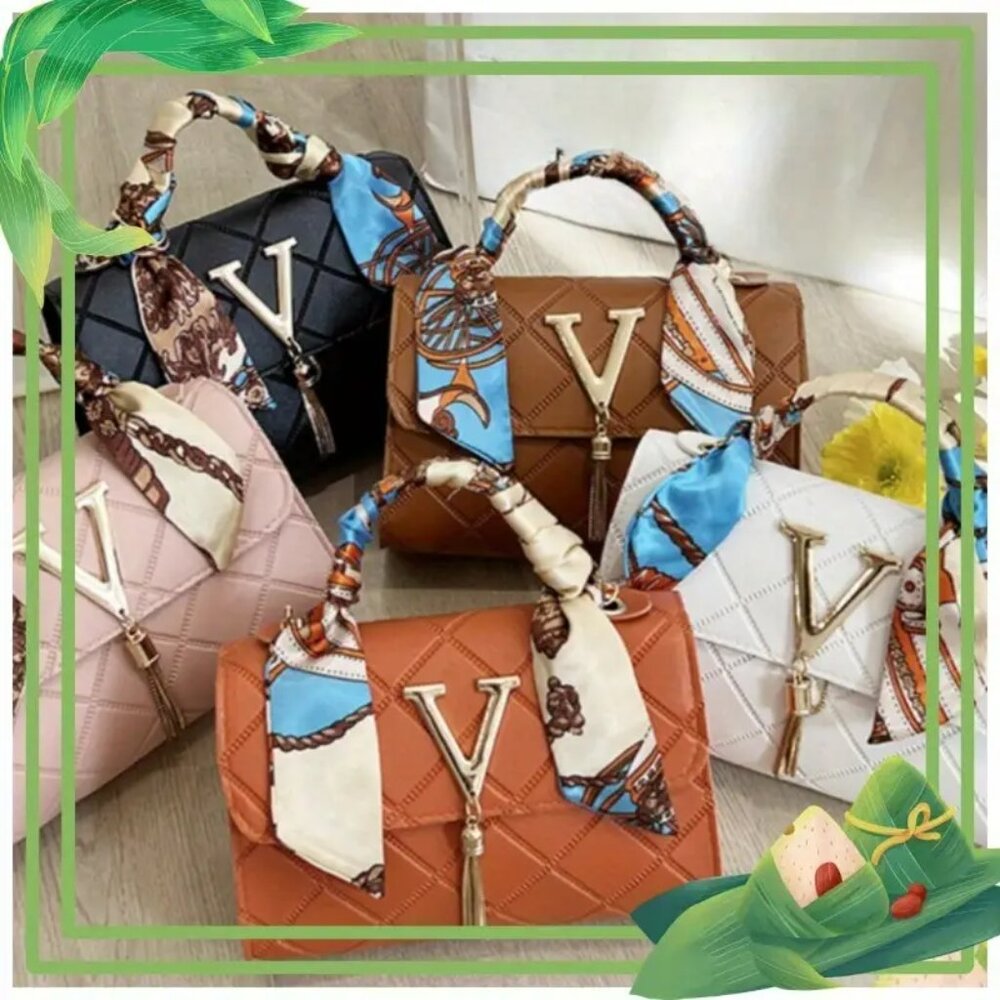 Vintage-Inspired Quilted Crossbody w/ Scarf Accent